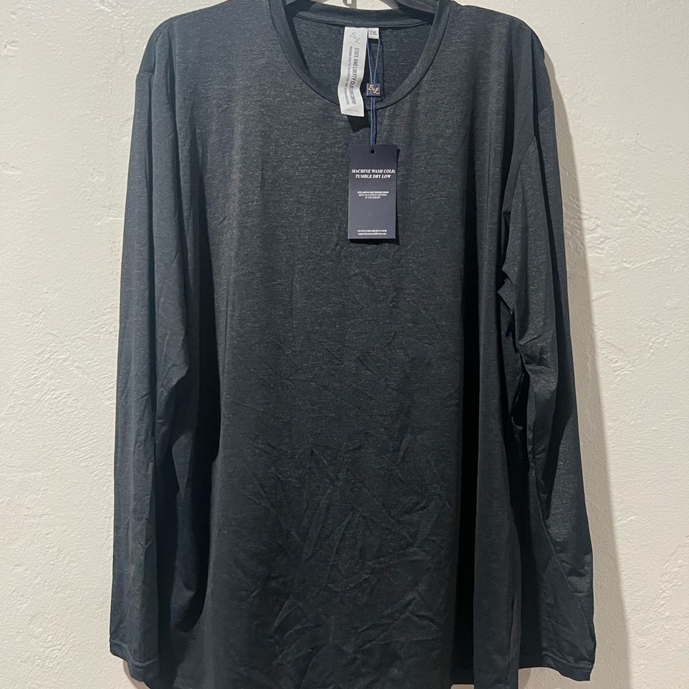 State & Liberty Men Dry Fit Long Sleeve T Shirt Gray Size 2XL